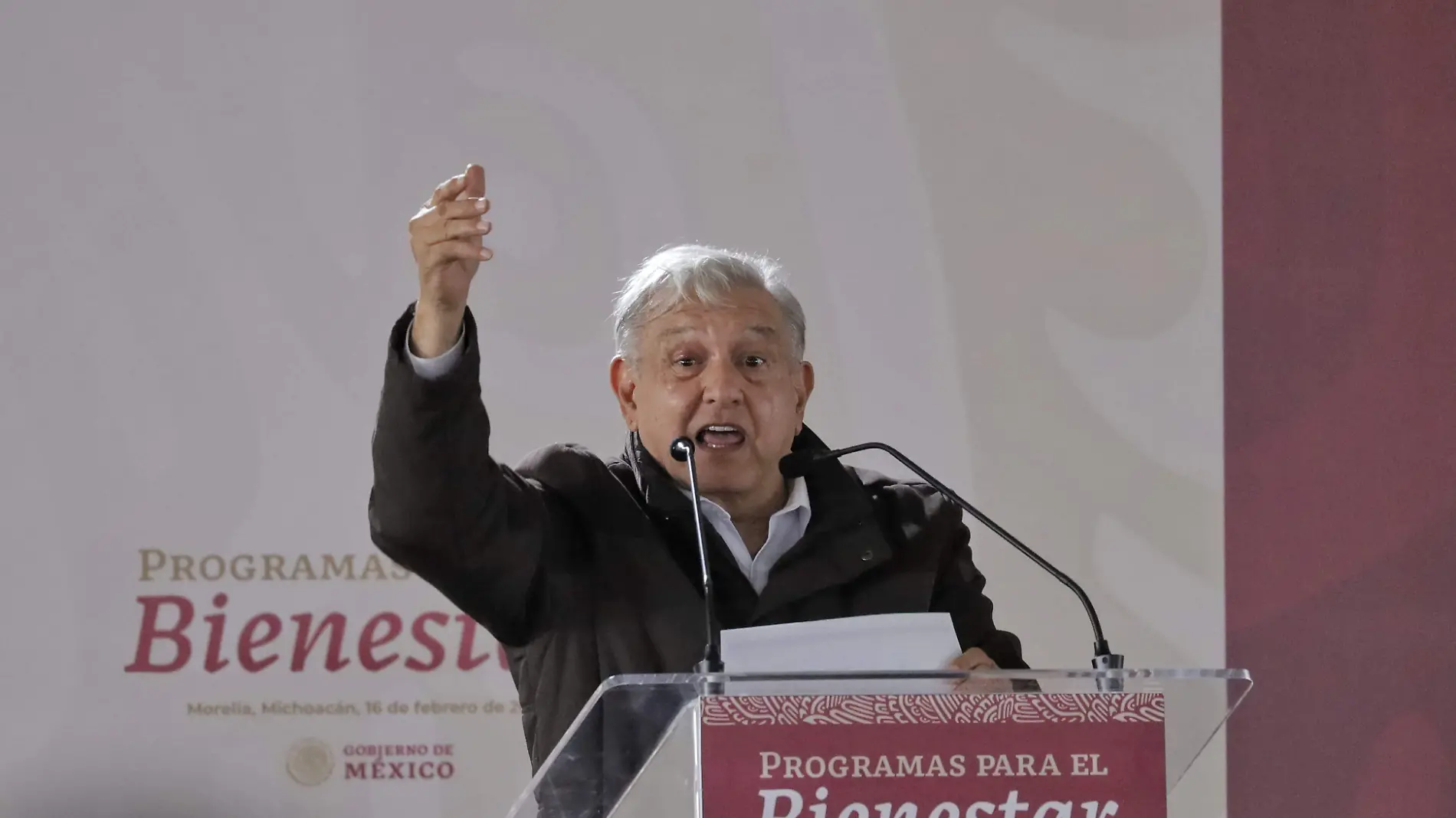 Andrés Manuel López Obrador en evento de Programas para el Bienestar en Morelia